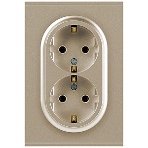 Розетка Эра Arktik 16-2105-04 двойная с заземлением 2X2P+E Schuko со шторками 16А-250В шампань Б0070457