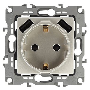 Розетка 2P+E со шторками и 2xUSB Эра 14-4109-04 Б0047870