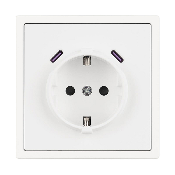 Розетка зк со шторками с USB тип C+С софт-тач белый кварц Arlight SCT-MUCC-SFPL-WH (250V, 16A) 061818(1)