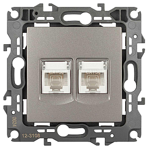 Розетка компьютерная двойная RJ45 Эра 12-3108-16 Б0065665