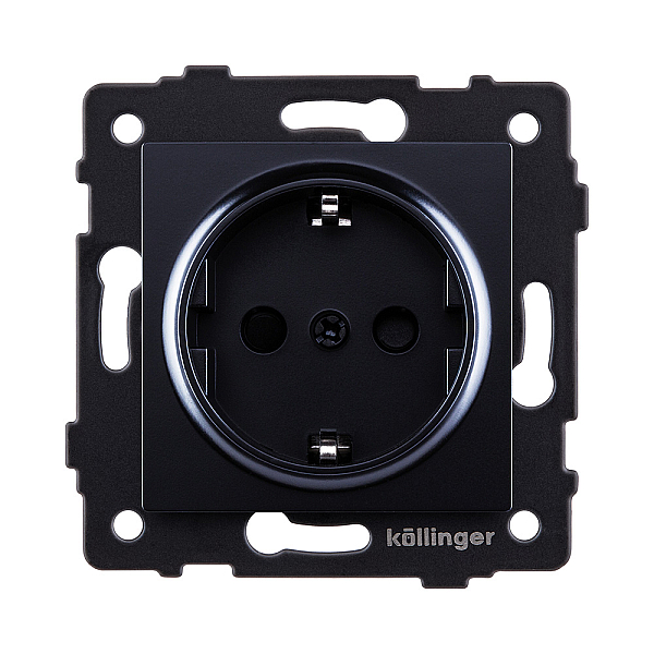 Розетка штепсельная SCHUKO 16A/250 В, черный Kollinger REA-002BK для Aspekt, Eleganz, Reflex