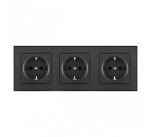 Розетка тройная (трехпостовая) с/з и шторками Arte Milano SET06-3-40-1x3 black