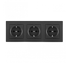 Розетка тройная (трехпостовая) с/з и шторками Arte Milano SET06-3-40-1x3 black