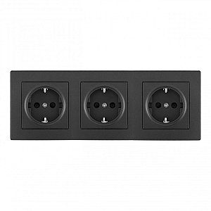 Розетка тройная (трехпостовая) с/з и шторками Arte Milano SET06-3-40-1x3 black