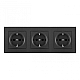 Розетка тройная (трехпостовая) с/з и шторками Arte Milano SET06-3-40-1x3 black