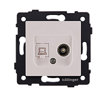 Розетка двойная TV (мама) + RJ45 Cat.6, кашемир матовый Kollinger REA-021CM для Aspekt, Eleganz, Reflex