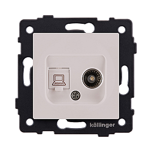 Розетка двойная TV (мама) + RJ45 Cat.6, кашемир матовый Kollinger REA-021CM для Aspekt, Eleganz, Reflex