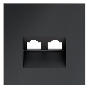 Накладка для розетки компьютерной двойной RJ45+RJ45 кат.6 Voltum S70 (графит) VLS001407