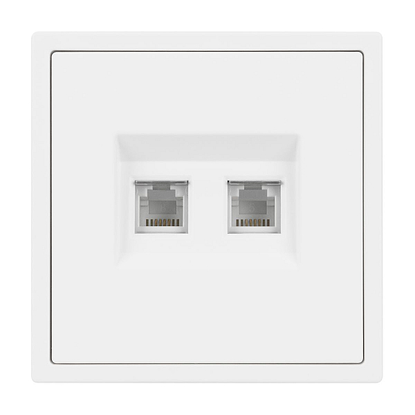 Розетка телефонная двойная софт-тач белый кварц Arlight SCT-MTL2-SFPL-WH (2хRJ-11, 4C) 054308(1)