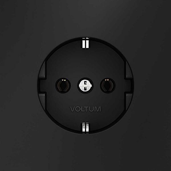 Розетка встраиваемая Voltum S70 с заземлением 16А, (черный матовый) VLS040108