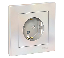 Розетка с/з со шторками, 16А Systeme Electric AtlasDesign Жемчуг ATN000444