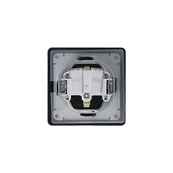 Розетка 2К+З Systeme Electric Glossa 16A 250V со шторками и крышкой антрацит GSL000748