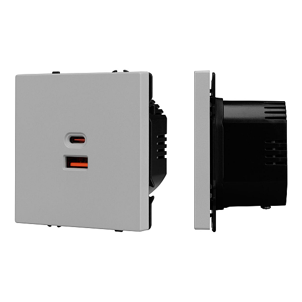 Механизм розетки Arlight с быстрой USB зарядкой SCT-NOBE-MUAC-SFPL-FC-IS (65W, QC3) 059447