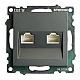 Розетка компьютерная 2-местная RJ-45 (механизм) Stekker GLS00-7109-06 Катрин, графит 50008