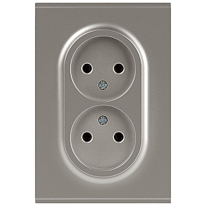 Розетка Эра Arktik 16-2107-07 без заземления двойная 2X2P 16А-250В титан Б0071687