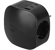 Разветвитель электрический ЭРА SP-3e-3USBAC-B на 3 розетки + 3 USB A+C с заземлением со шторками 16А черный Б0069082