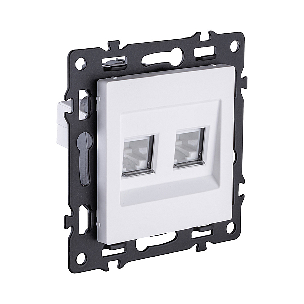 Розетка двойная Ethernet RJ45 Cat.6, белый Kollinger Asthetik AS-018WH