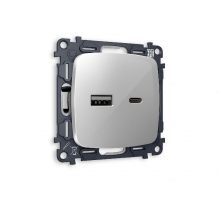 Комплект механизма розетки 2USB A+C 20W (быстрая зарядка) Ambrella Volt Omega MO411010