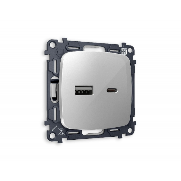 Комплект механизма розетки 2USB A+C 20W (быстрая зарядка) Ambrella Volt Omega MO411010 Комплект механизма розетки 2USB A+C 20W (быстрая зарядка) Ambrella Volt Omega MO411010