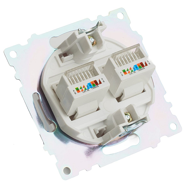 Розетка компьютерная 2-местная RJ-45 (механизм) Stekker GLS00-7109-01 Катрин, белый 50003