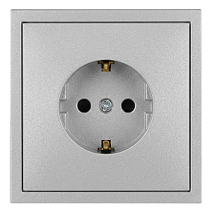 Розетка ЭРА Galaxy 15-2101-03 c заземлением 2P+E Schuko 16А-250В IP20 алюминий Б0070624