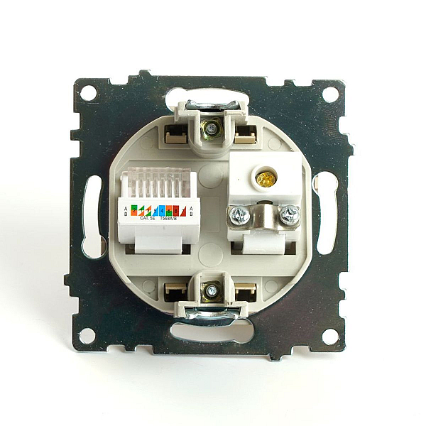 Розетка телевизионная TV + компьютерная RJ-45 Stekker Катрин золото GLS00-7106-08 49230