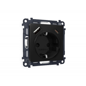 Комплект механизма розетки 2USB A+C 20W (быстрая зарядка) с/з Ambrella Volt Alfa MA810010