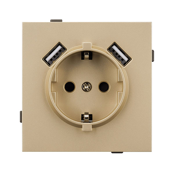 Механизм розетки с USB зарядкой Arlight SCT-TENDO-MUAA-SFPL-GD (230V, 16A) 054604