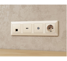 Комплект механизма TV розетки оконечной экранированной 5-1000MHz 3dB Alfa Бежевый матовый Quant Ambrella Volt MA333005 (AP3330, VM199)