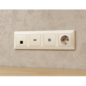 Комплект механизма TV розетки оконечной экранированной 5-1000MHz 3dB Alfa Бежевый матовый Quant Ambrella Volt MA333005 (AP3330, VM199)