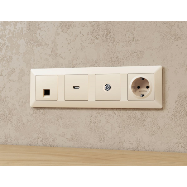 Комплект механизма TV розетки оконечной экранированной 5-1000MHz 3dB Alfa Бежевый матовый Quant Ambrella Volt MA333005 (AP3330, VM199)