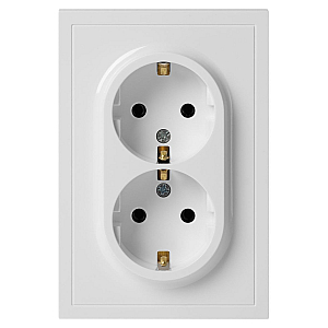 Розетка Эра Galaxy 15-2105-01 с заземлением двойная 2X2P+E Schuko со шторками IP20 16А-250В белый Б0070697