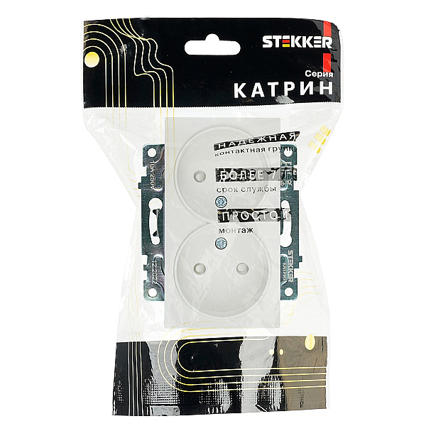 Розетка двойная 2P Stekker Катрин со шторками белый GLS10-7113-01 39573