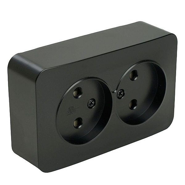 Розетка двойная 2P Stekker София черный матовый MST10-12-05 49496