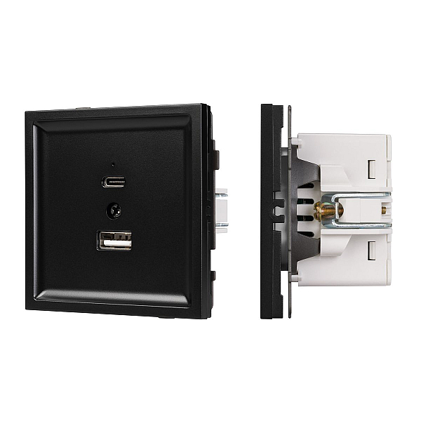 Механизм USB розетки Arlight SCT-TENDO-MUAC-PL-BK (5V, 3A, QC3) 054095