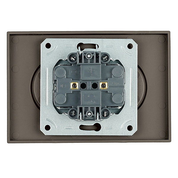 Розетка 2-местная с защитной шторкой, Stekker, б/з, 250В, 16А Эмили, RST10-5116-09, антрацит, soft touch 49929