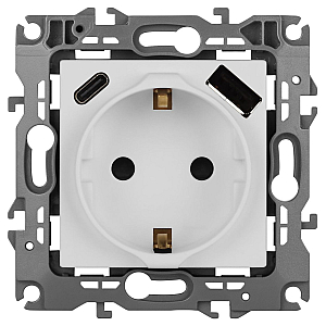Розетка со шторками с USB type-A+C Эра 12-4108-01М Б0067711