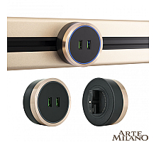 Трековая розетка Arte Milano Am-track-sockets 380066TS LED/USBx2 Gold