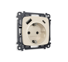 Комплект механизма розетки 2USB A+C 20W (быстрая зарядка) с/з Ambrella Volt Omega MO330010