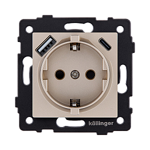 Розетка штепсельная SCHUKO 16A/250 В с USB A+C 20W, золотой Kollinger REA-004GD для Aspekt, Eleganz, Reflex