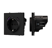 Розетка зк со шторками с USB тип А+С софт-тач черный оникс Arlight SCT-MUAC-SFPL-BK (250V, 16A) 054285(1)