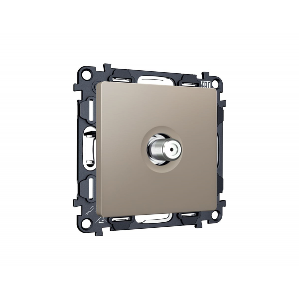 Комплект механизма TV розетки SAT 5-2400MHz 3.5dB Alfa Серо-бежевый матовый Quant Ambrella Volt MA373050 (AP3730, VM215)