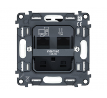 Механизм компьютерной двойной розетки RJ-45 (8P8C) CAT6 с автоматической защитной шторкой QUANT Ambrella Volt VM189