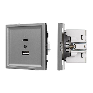 Механизм USB розетки Arlight SCT-TENDO-MUAC-PL-GR (5V, 3A, QC3) 054096