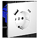 Розетка встраиваемая Voltum S70 с заземлением и защитными шторками, 16А, с USB, A+С, (белый матовый) VLS040502
