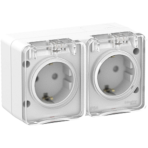 Розетка 2-ая с/з со шт., 16А 250B IP54 Systeme Electric AtlasDesign Profi54 ATN540126