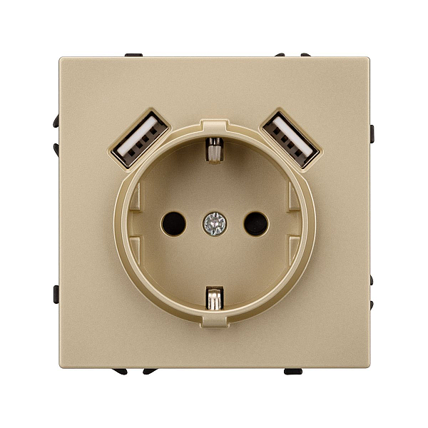 Розетка зк со шторками с USB тип А+А софт-тач золотой песок Arlight SCT-MUAA-SFPL-GD (250V, 16A) 054290(1)