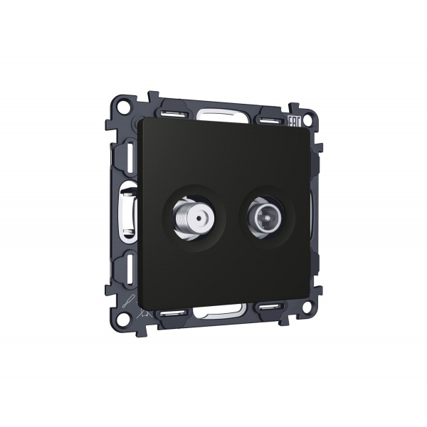 Комплект механизма розетки TV оконечной + SAT 5-862MHz 3.5dB/950-2150MHz 3.5dB Alfa Черный матовый Quant Ambrella Volt MA813310 (AP8133, VM217)