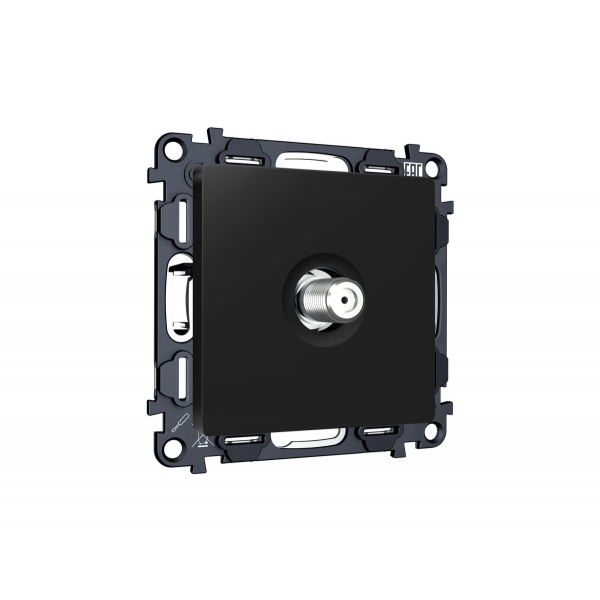 Комплект механизма TV розетки SAT 5-2400MHz 3.5dB Alfa Черный матовый Quant Ambrella Volt MA813050 (AP8130, VM215)