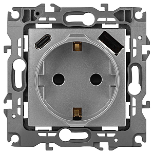 Розетка со шторками с USB type-A+C Эра 12-4108-03 Б0067716